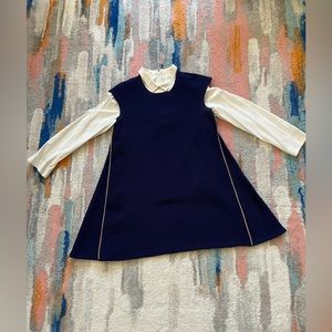 Rachel Zoe Vintage Navy Blue Gold Zip Like Accent Sleeveless Dress